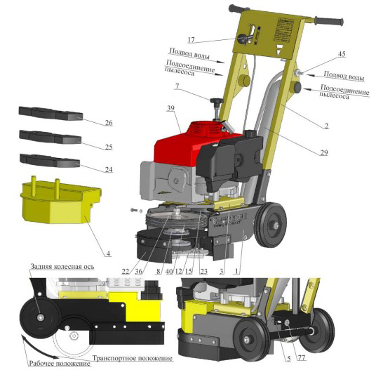 Комплектация мозаично-шлифовальной машины Splitstone GM-122G